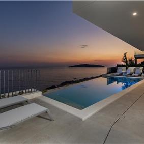 3 x 5 bedroom seafront villa with heated infinity pool near Rogoznica, sleeps 10